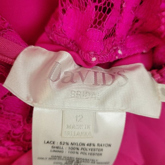 David's Bridal Women's NWT 12 Dress Short Sleeveless Formal Wedding Prom Fuchsia - Picture 6 of 11